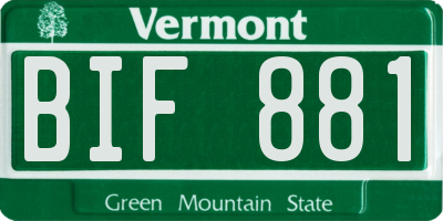 VT license plate BIF881
