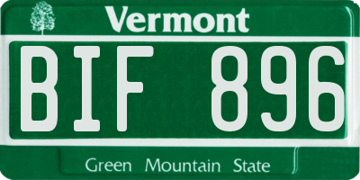 VT license plate BIF896