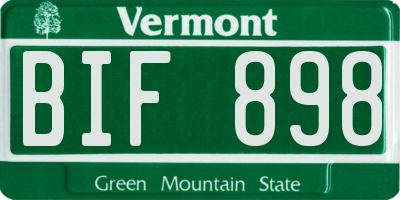 VT license plate BIF898
