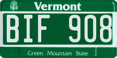 VT license plate BIF908