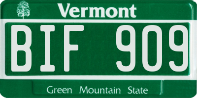VT license plate BIF909