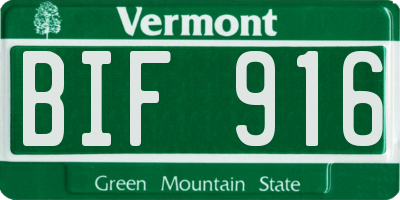 VT license plate BIF916