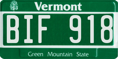 VT license plate BIF918