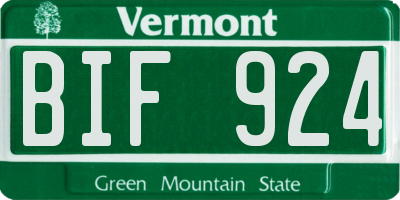 VT license plate BIF924