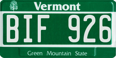 VT license plate BIF926