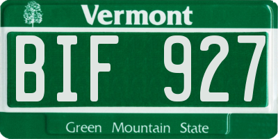 VT license plate BIF927