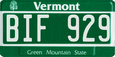 VT license plate BIF929