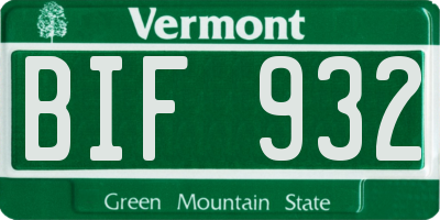 VT license plate BIF932