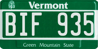 VT license plate BIF935