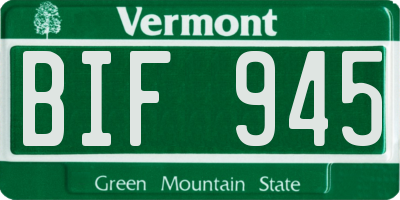 VT license plate BIF945