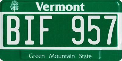 VT license plate BIF957