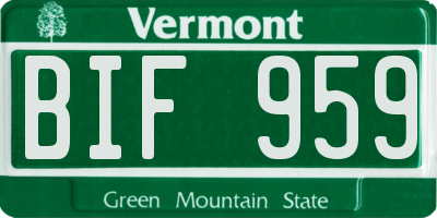 VT license plate BIF959