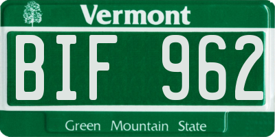 VT license plate BIF962