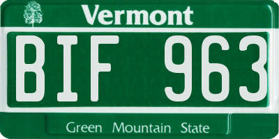 VT license plate BIF963