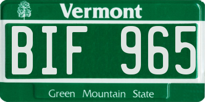 VT license plate BIF965