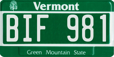 VT license plate BIF981