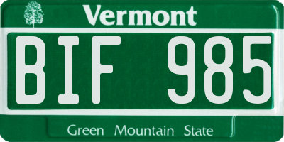 VT license plate BIF985