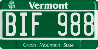 VT license plate BIF988