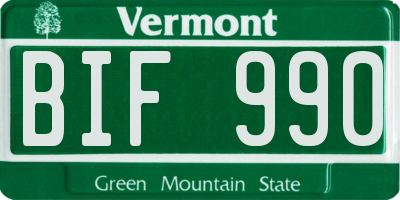 VT license plate BIF990