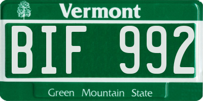 VT license plate BIF992