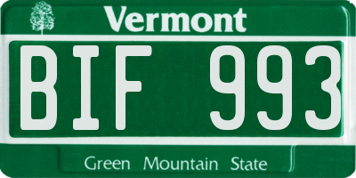 VT license plate BIF993