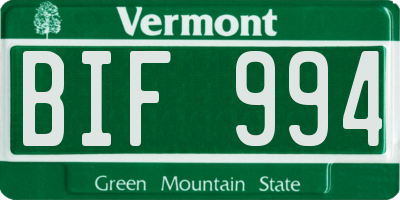 VT license plate BIF994