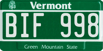 VT license plate BIF998