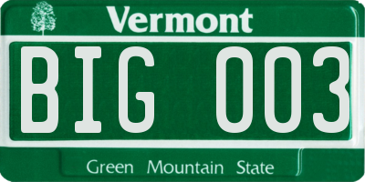 VT license plate BIG003