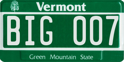 VT license plate BIG007