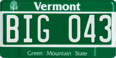 VT license plate BIG043