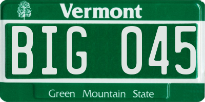 VT license plate BIG045
