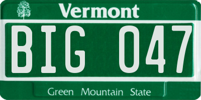 VT license plate BIG047