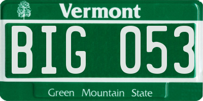 VT license plate BIG053