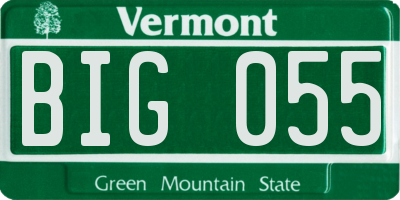 VT license plate BIG055