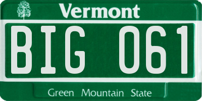 VT license plate BIG061