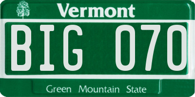 VT license plate BIG070