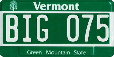 VT license plate BIG075