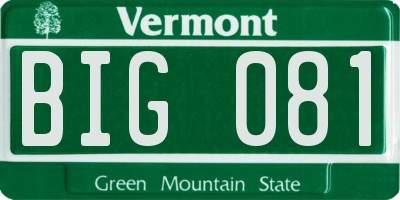 VT license plate BIG081