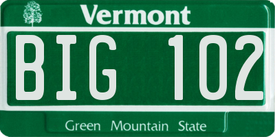 VT license plate BIG102