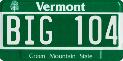 VT license plate BIG104