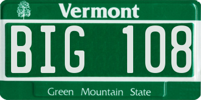 VT license plate BIG108