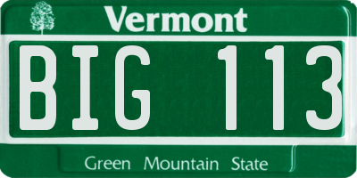 VT license plate BIG113