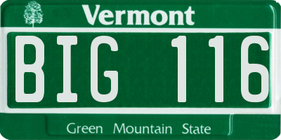 VT license plate BIG116