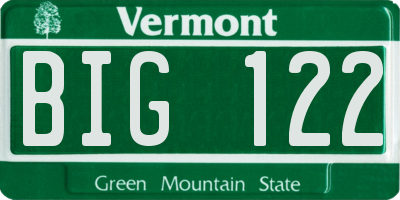 VT license plate BIG122