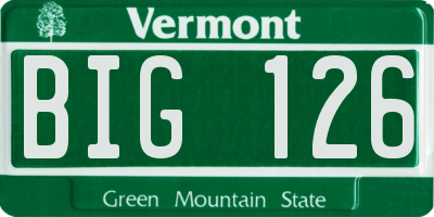 VT license plate BIG126