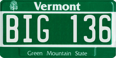 VT license plate BIG136