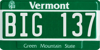 VT license plate BIG137