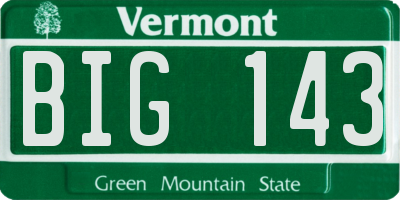 VT license plate BIG143