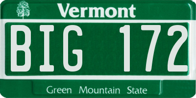 VT license plate BIG172