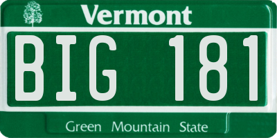 VT license plate BIG181
